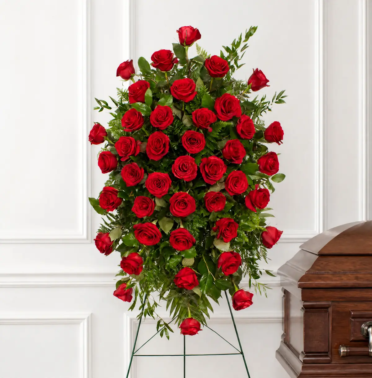 DFW Petals same-day flower delivery in Dallas–Fort Worth — 50 Rose Tribute Easel