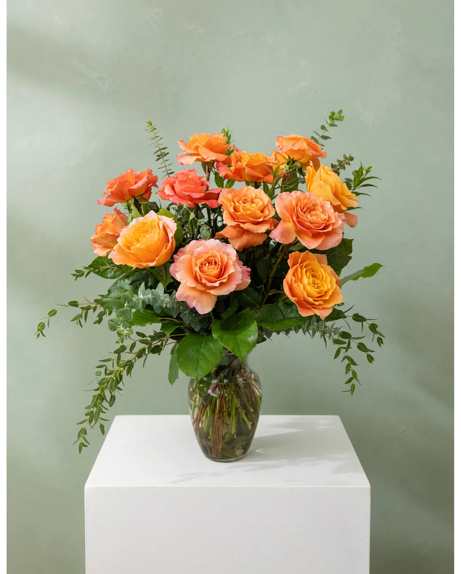 DFW Petals same-day flower delivery in Dallas–Fort Worth — Dozen Orange Garden Roses