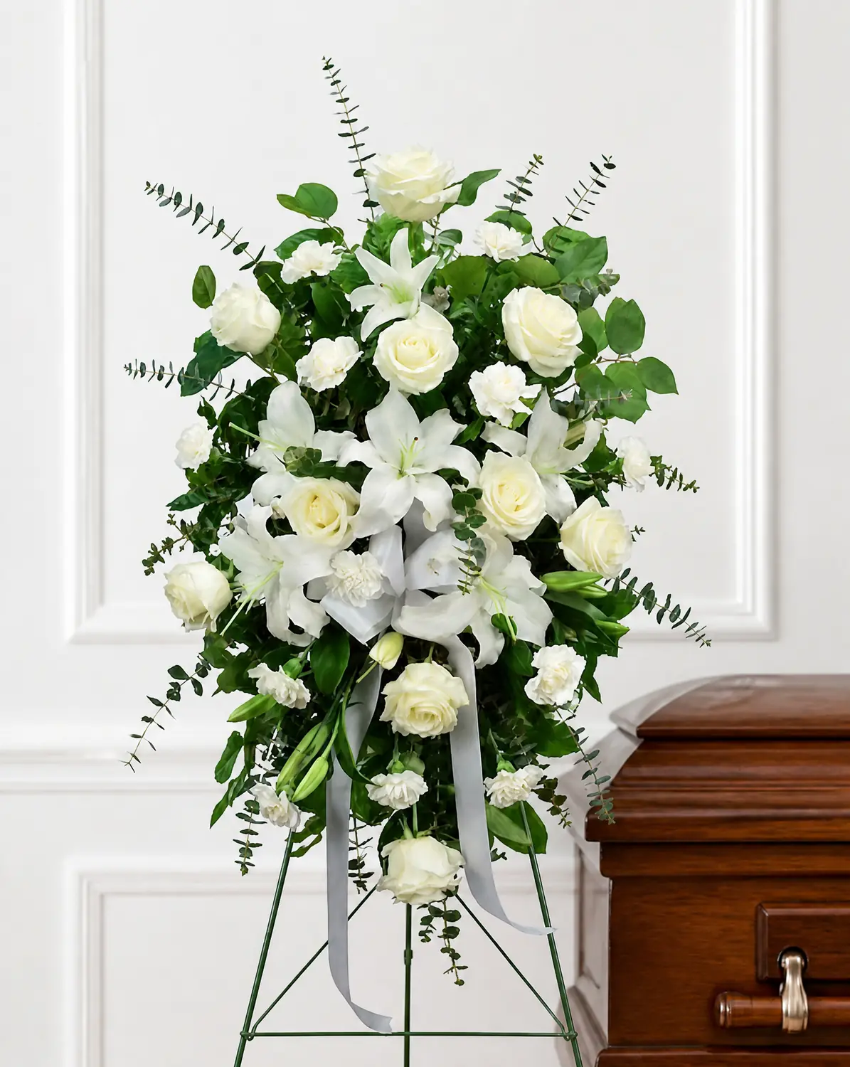 DFW Petals same-day flower delivery in Dallas–Fort Worth — White Tribute Easel
